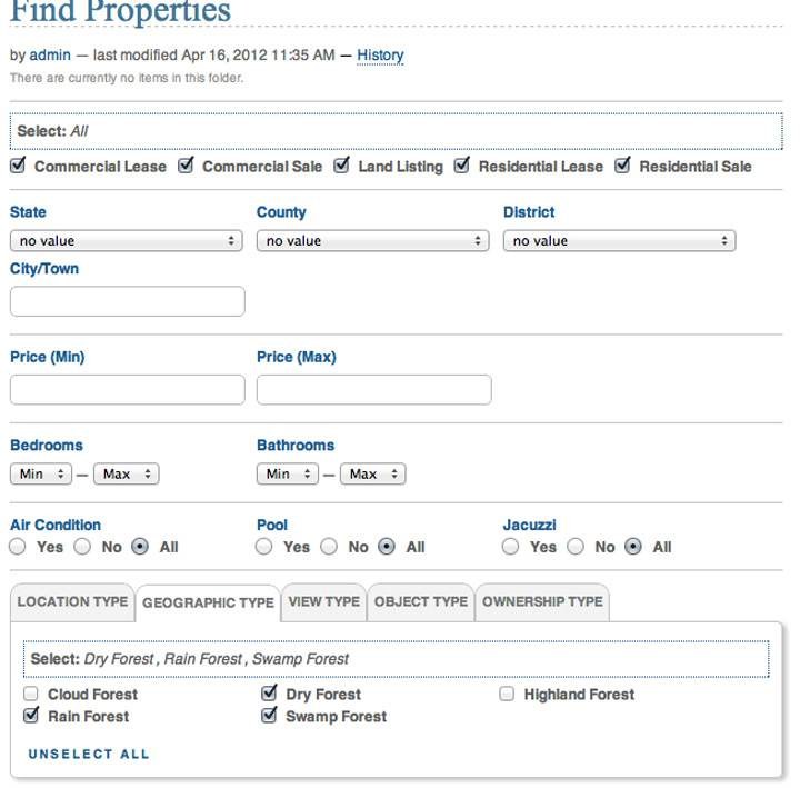 MLS Integration find properties page